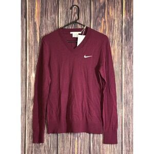 Nike Golf Sweater Womens M? Burgundy V-Neck Wool Blend New Custom Athlete NWT